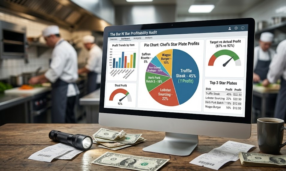 Análisis de ingeniería de menú para maximizar el beneficio por plato.
